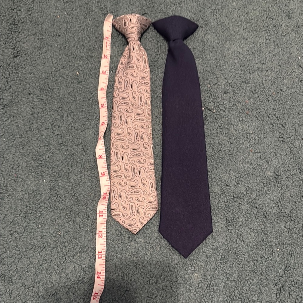 Elegant Paisley and Solid Clip on Tie Set